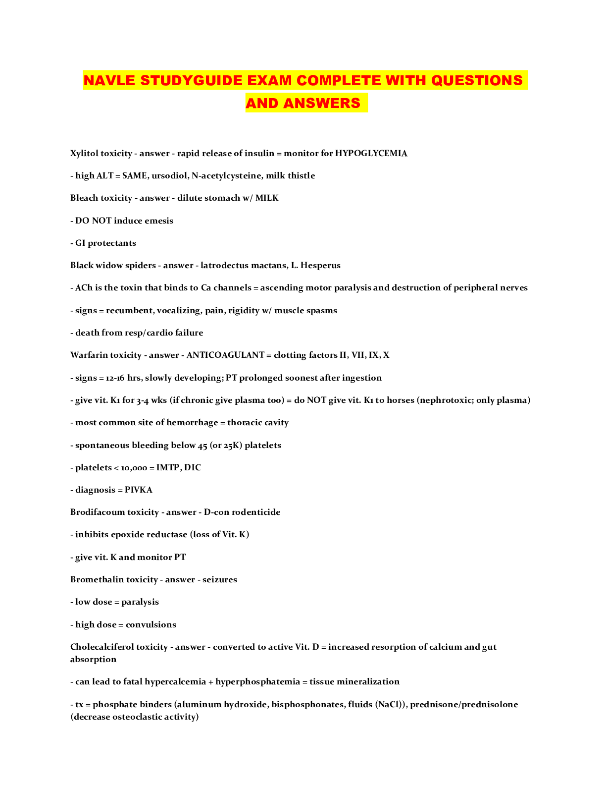 Preview image for Navle studyguide exam complete with questions and answers